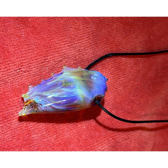 Lampwork Sea shell Multi-colored Glass pendant Necklace NEW - Picture 5 of 11